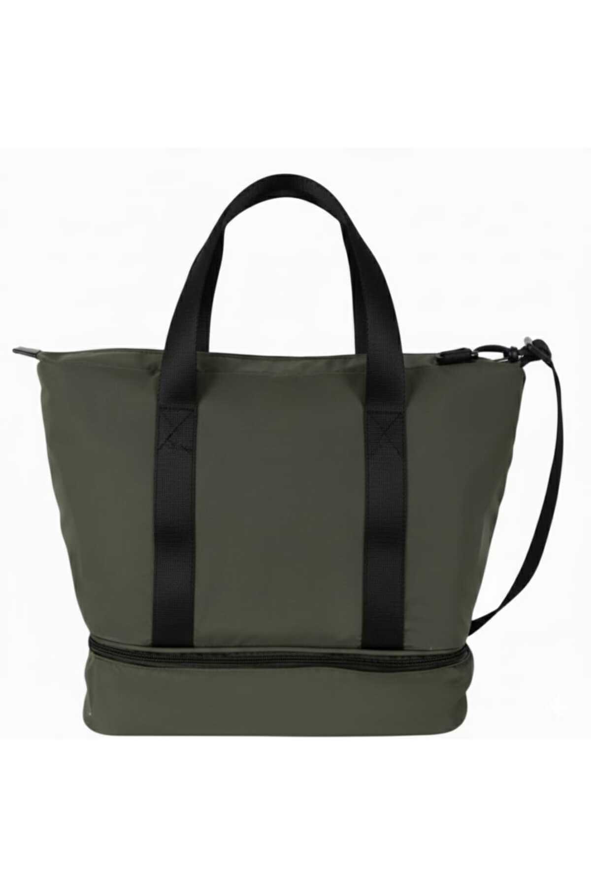 Do Tebe  Paraşüt Kumaş Ayakkabı Bölmeli Yazlık/Kışlık Haki Kadın Spor/Fitness Anne Bebek Seyahat Çantası - Görsel 4