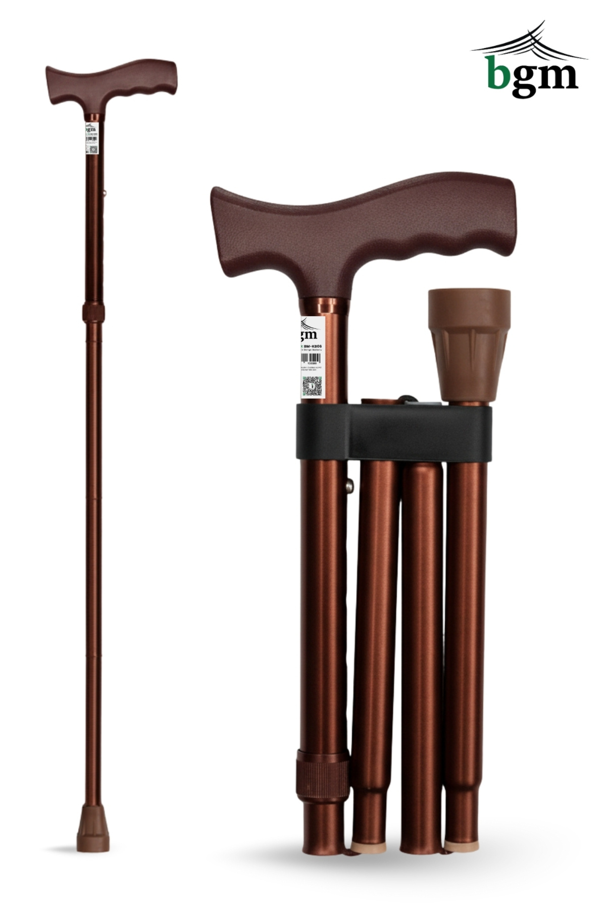 bgm Baston Katlanabilir Denge Bastonu Yüksek Kalite Ayarlanabilir Kahverengi-Bronz Baston