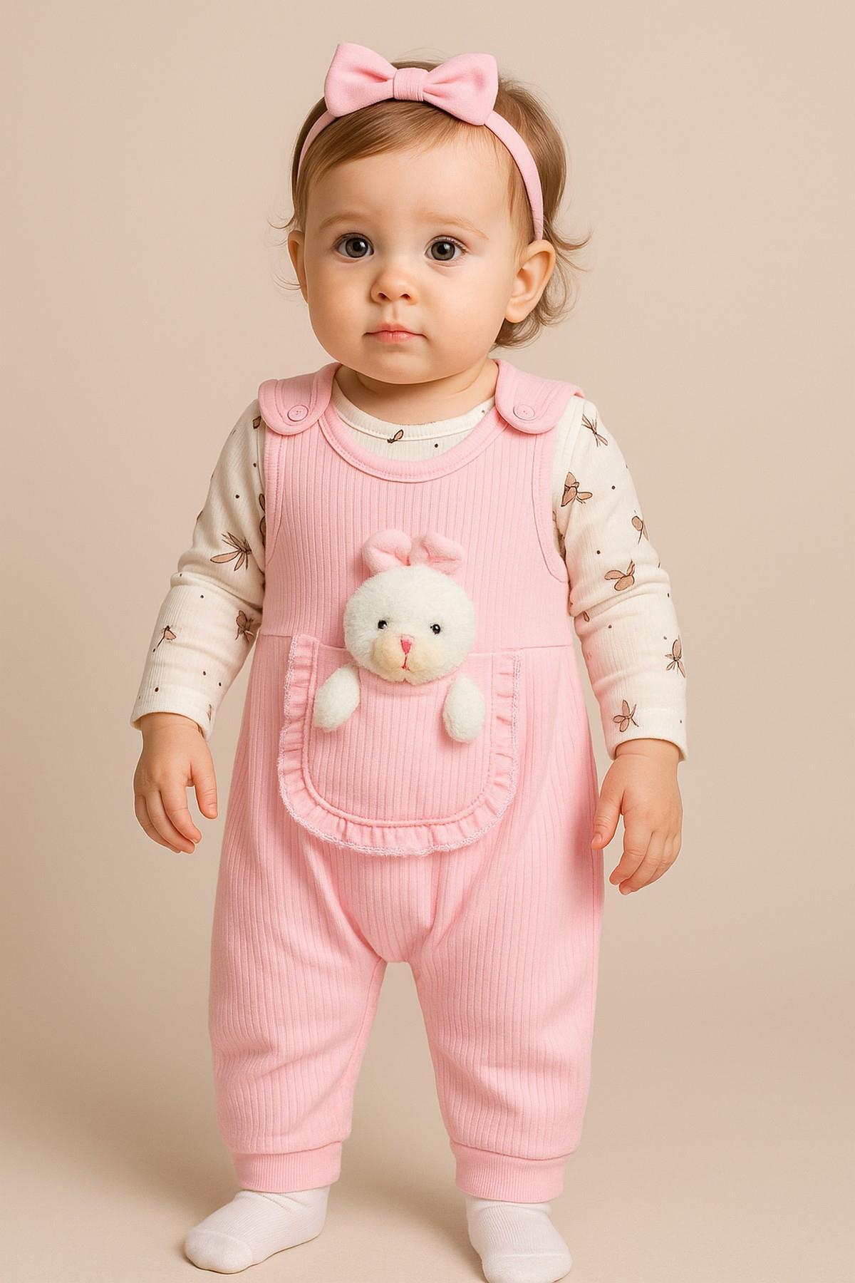 dinamik çocuk Oyuncak Tavşanlı Fitilli Çıtçıtlı Kız Bebek Tulum Takımı 2’li Tulum Seti – Zıbın ve Tulum|3-6-9Aylık fotoğrafı 2 (önizleme)