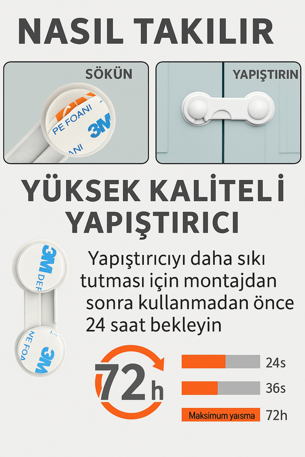 WAPPA 1 ADET Çocuk Güvenlik Kilidi Çekmece Dolap Kilidi Koruyucu Kilit Beyaz Eşya Kilit, Çok Amaçlı Kilit fotoğrafı 6 (önizleme)