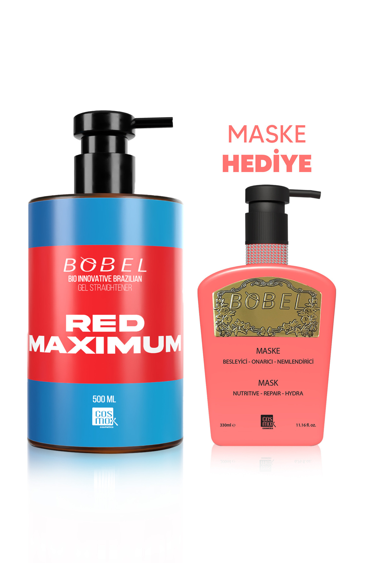 Bobel Kırmızı Şişe Brezilya Keratini Düzleştirici Bakım 500 ml — KIRMIZI