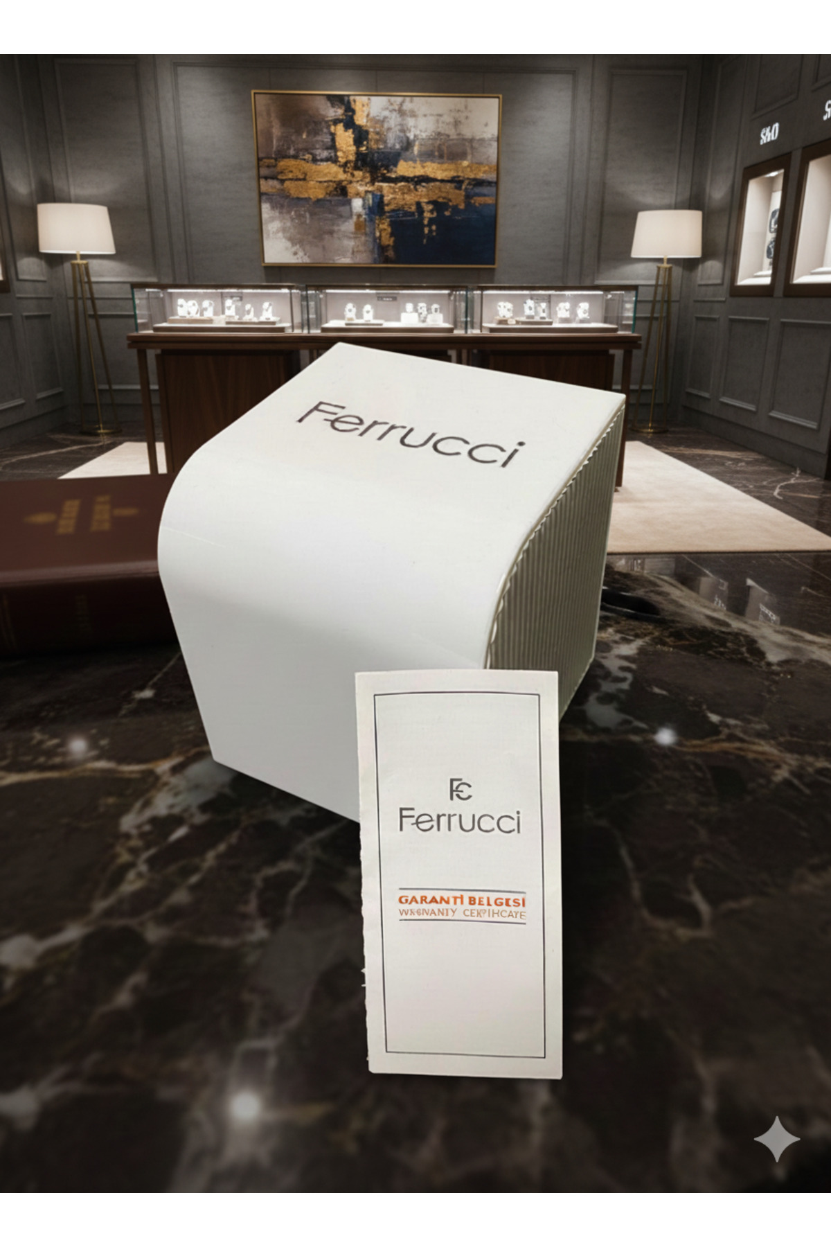 Ferrucci Milano Kadın Gold Metal Kordon Taşlı Yuvarlak Kadran Kol Saati, 2 Yıl Garantili görsel 4
