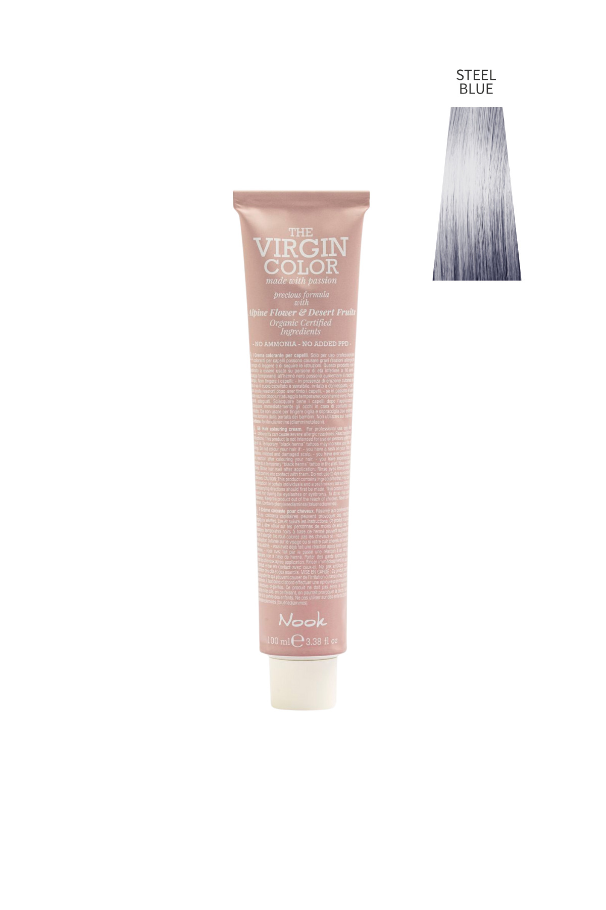 Nook Virgin Color Profesyonel Saç Boyası 100ml-Pastel Çelik Mavisi/Dumanlı Mavi(PASTEL- OKYANUS GRİ) — آبی P2968S6177