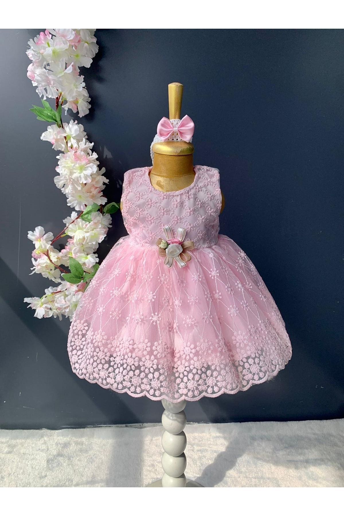 Petite Ponpon Baby Kız Bebek Yenidoğan Mevlüt Elbisesi Bebek Hediyelik Mevlütlük Elbise fotoğrafı 5 (önizleme)