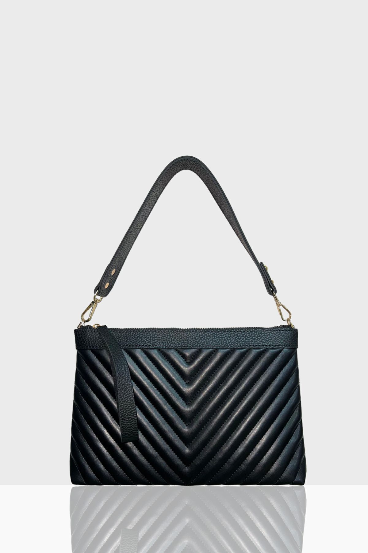 FARBAG Premium Siyah Nakışlı Suni Deri Portföy Ve Omuz Çantası görsel 2