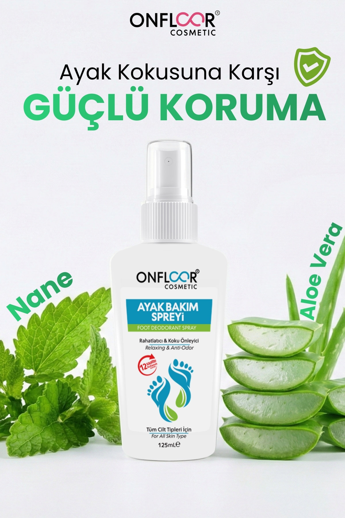 Ayak Kokusu Giderici,Nasır,Mantar,Kötü koku, önleyici | 12 SAAT KONFOR |ferahlatıcı Sprey 125 ml –Anında Etki — ONFAYK — تصویر 4 از 4