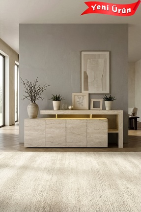 Platinreyon Luma Ledli Konsol TV Ünitesi 192cm Traverten Desen