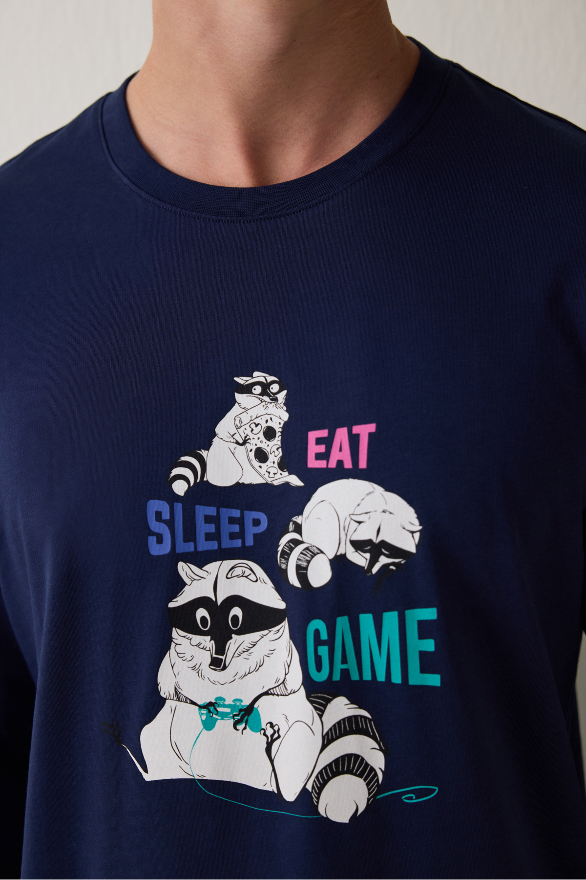 Penti Erkek Bisiklet Yaka Hayvan Desenli Pijama Takımı görsel 5