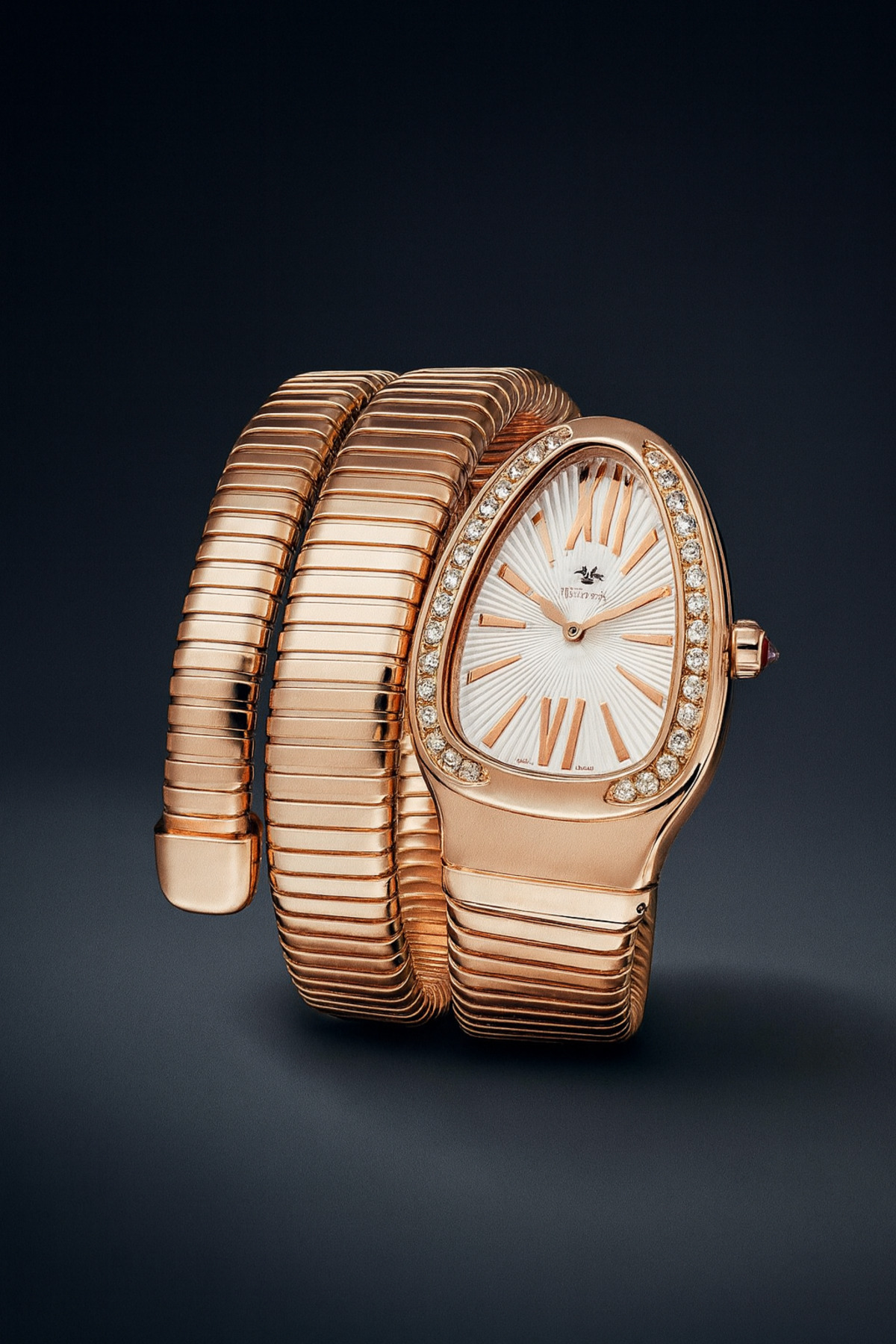 Snake Model Wrist Watch Rose Gold