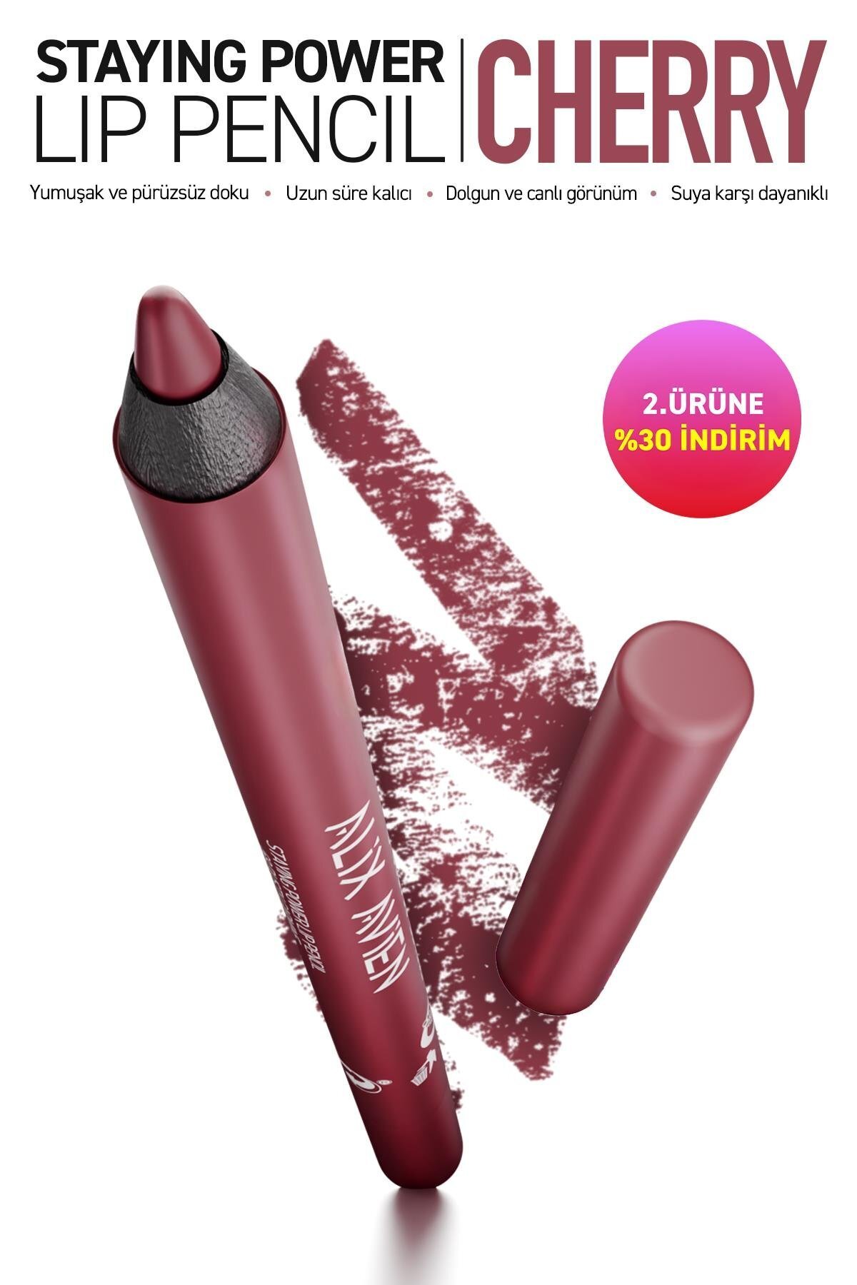 Alix Avien Suya Dayanıklı Uzun Süre Kalıcı Yumuşak Dudak Kalemi - Staying Power Lip Pencil 58 Cherry