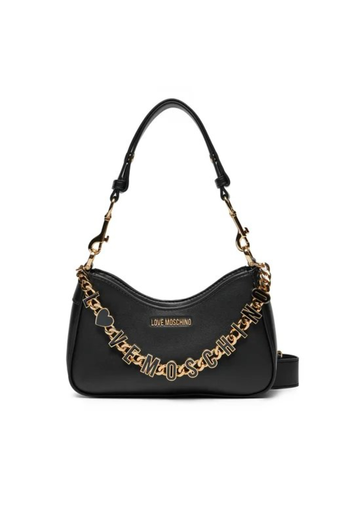 Love Moschino Genuine Leather Detachable Strap Bag with Logo