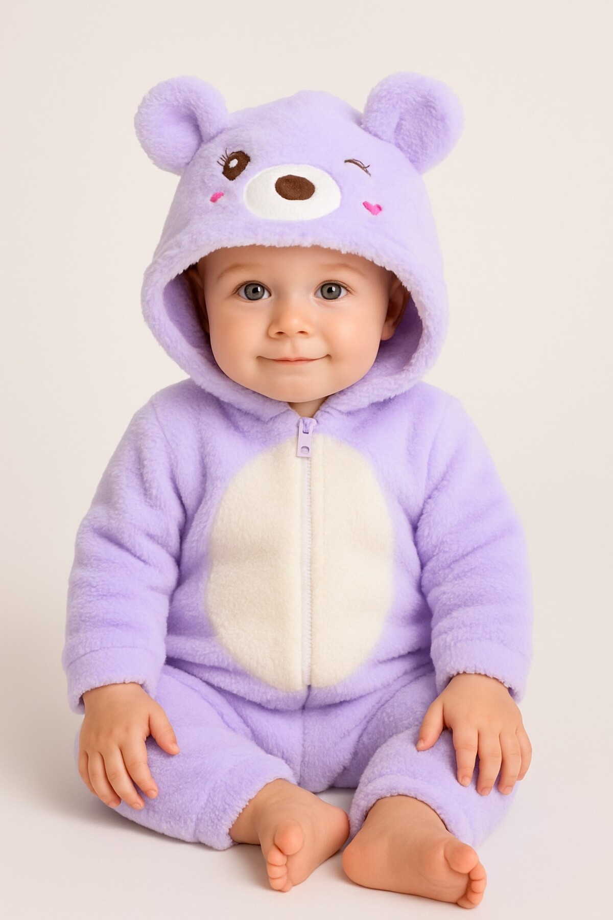 Chicsy Baby Kışlık Tatlı Welsoft Fermuarlı Kapüşonlu Göğüs Detaylı Bebek Tulum fotoğrafı 2 (önizleme)