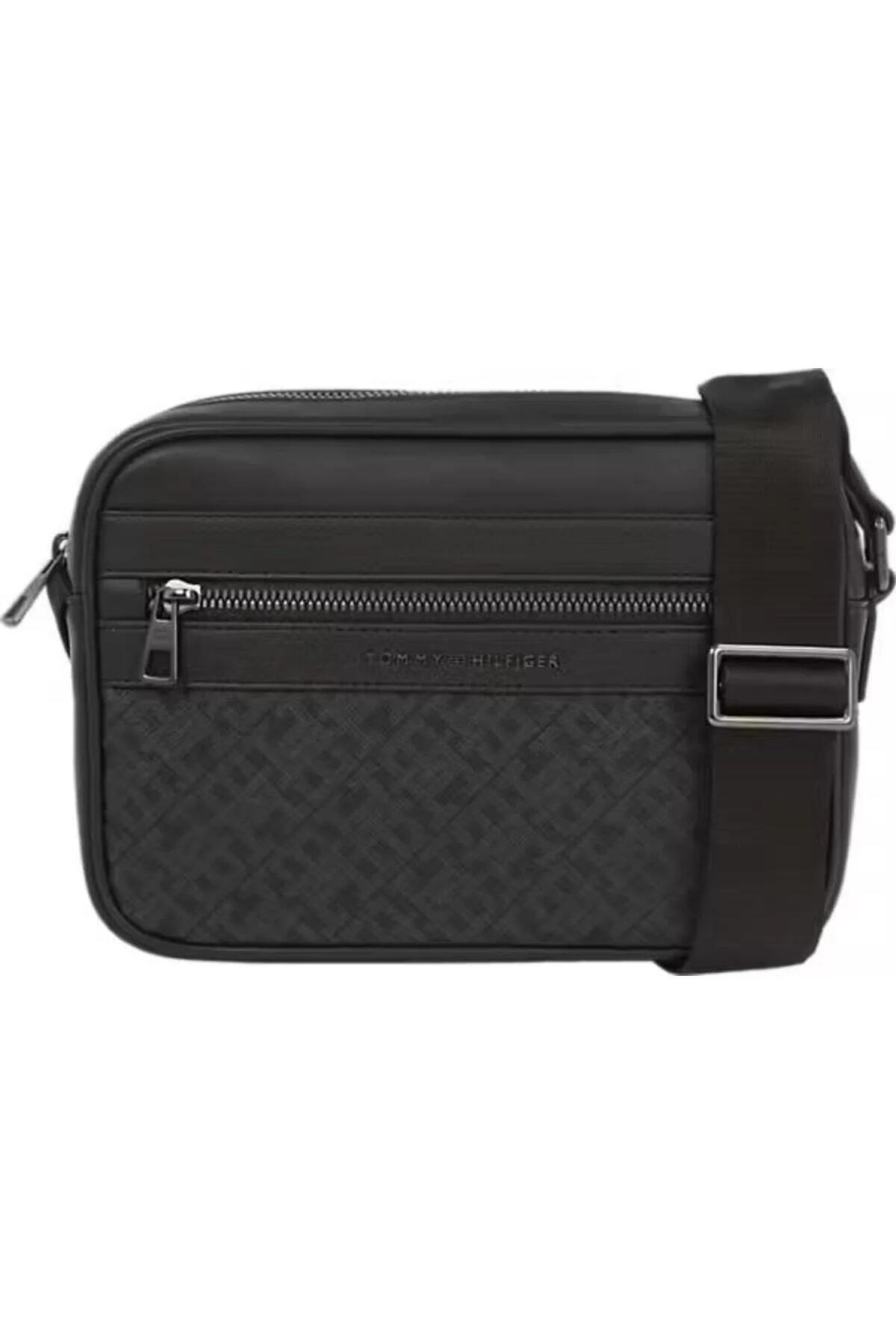 تامی هیلفیگر کیف رودوشی مردانه مشکی TH MONOGRAM EW REPORTER