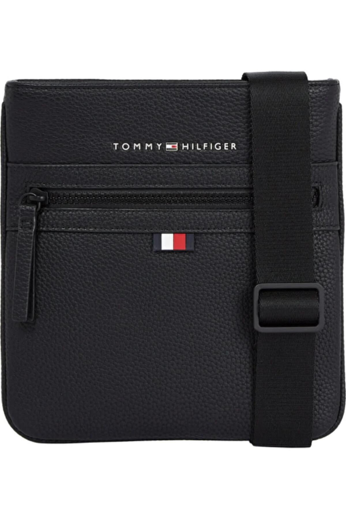 تامی هیلفیگر کیف مسنجر مردانه مشکی پلی‌استر مدل Essential PU Mini Crossover