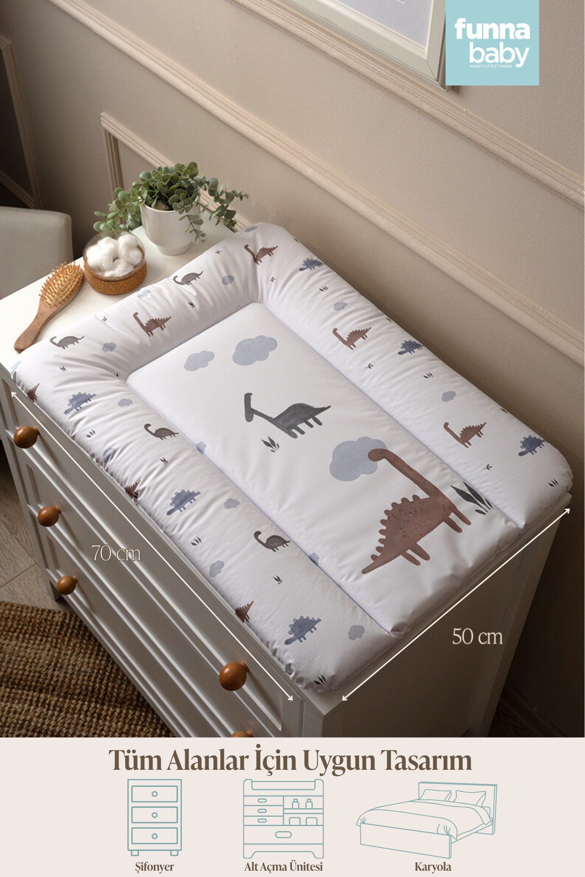 Funna Baby Altaçma Minderi - Dinosaurus - Yeşil - 50 X 70 Cm fotoğrafı 2 (önizleme)