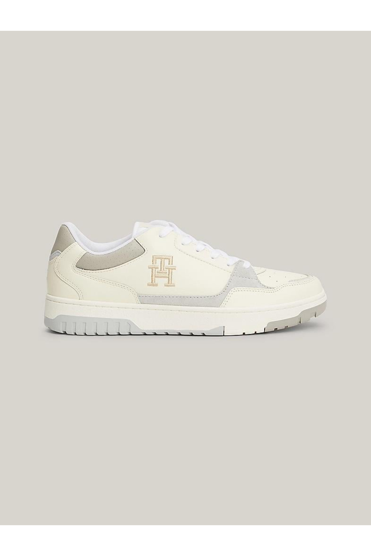 تامی هیلفیگر کفش کتانی مردانه طرح‌دار، فیت معمولی، بنددار، بژ، راحتی، FM0FM04968-AEF