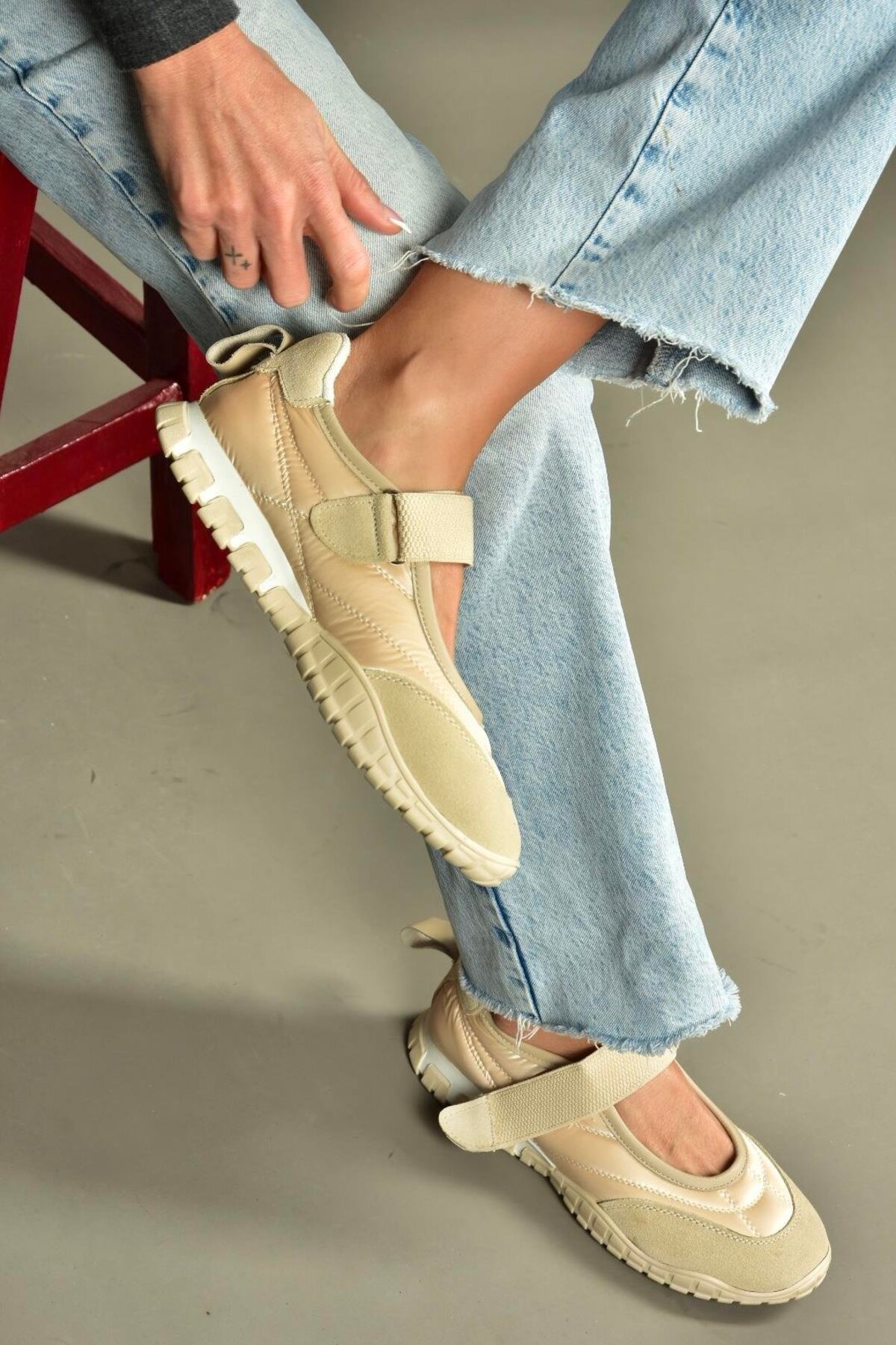 Fox Shoes V312651304 Bej Kumaş Bantlı Günlük Kadın Ayakkabı