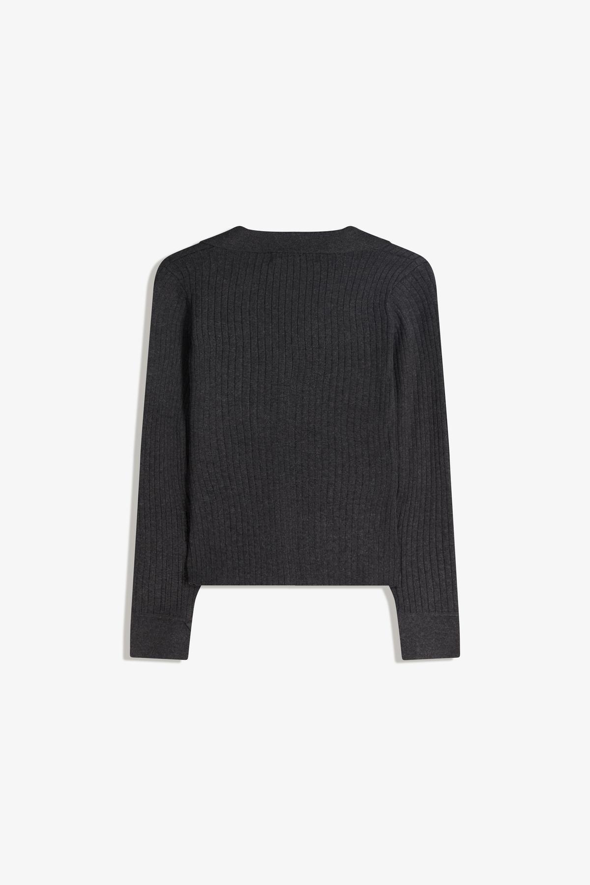 Bershka  Polo yaka rib hırka - Görsel 5