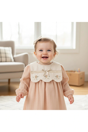 My Lusa baby wear Nazlı Fisto Dantel İşlemeli Bebek Yaka Uzun Kollu Kız Bebek...