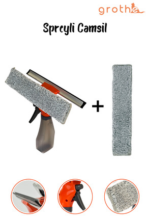Grothe Spreyli Camsil Çekpas - 2 Bezli - Deterjan Su Hazneli Silikonlu Microf...