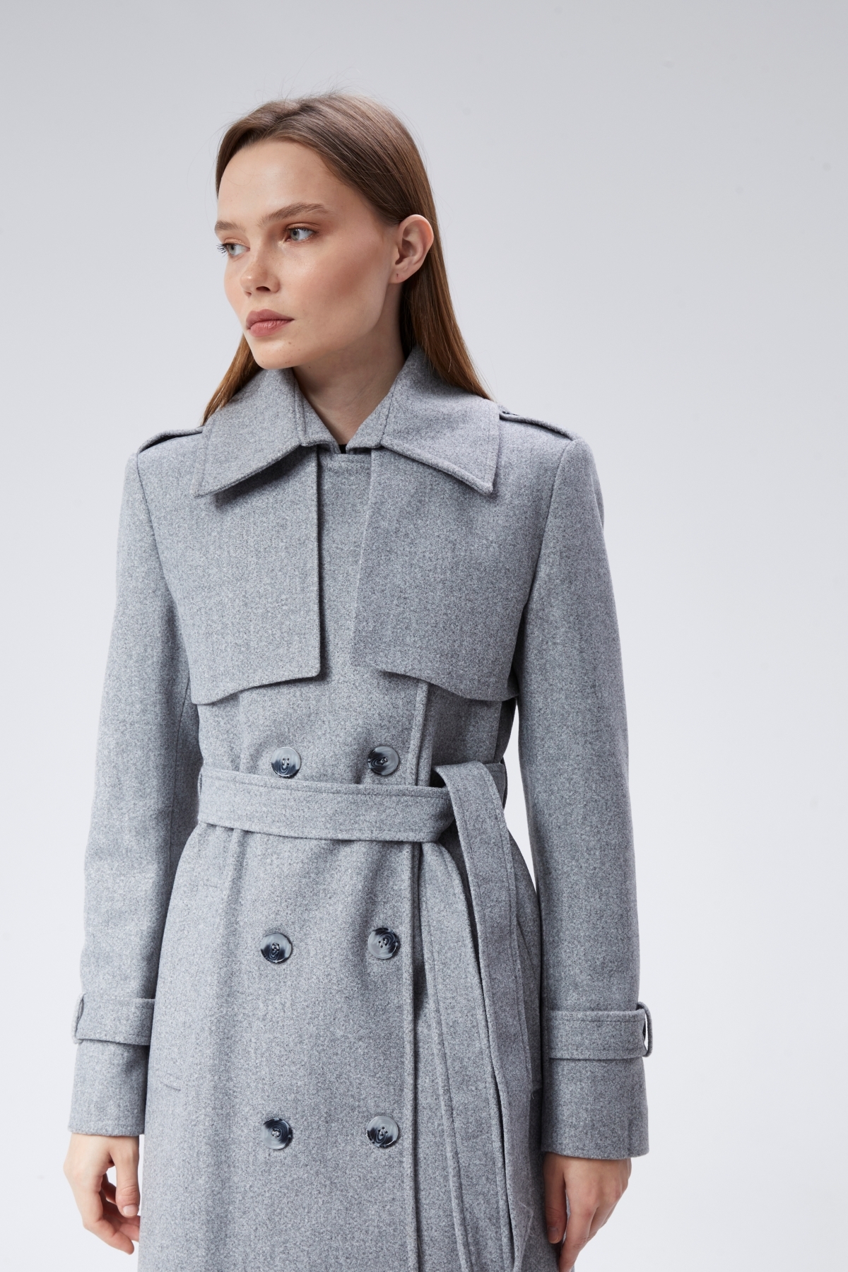 Bolivente  Kadın Regular Rüzgarlık Detaylı Kaşe Kaban - Görsel 3