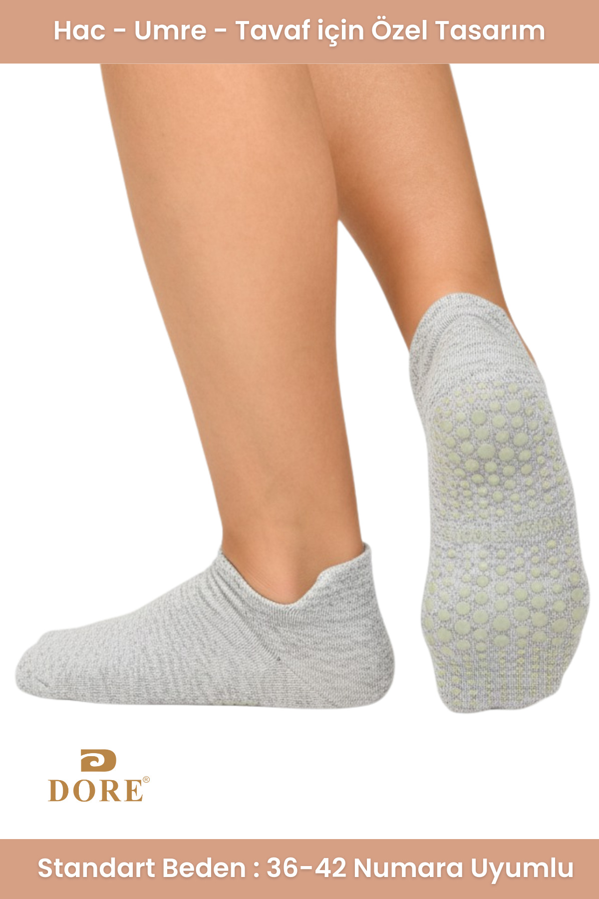 Dore Orijinal Unisex Kaymaz Taban Konforlu Yoga Pilates Hac Umre Tavaf Spor İçin Kaydırmaz Patik Çorap Standart Beden 36-42