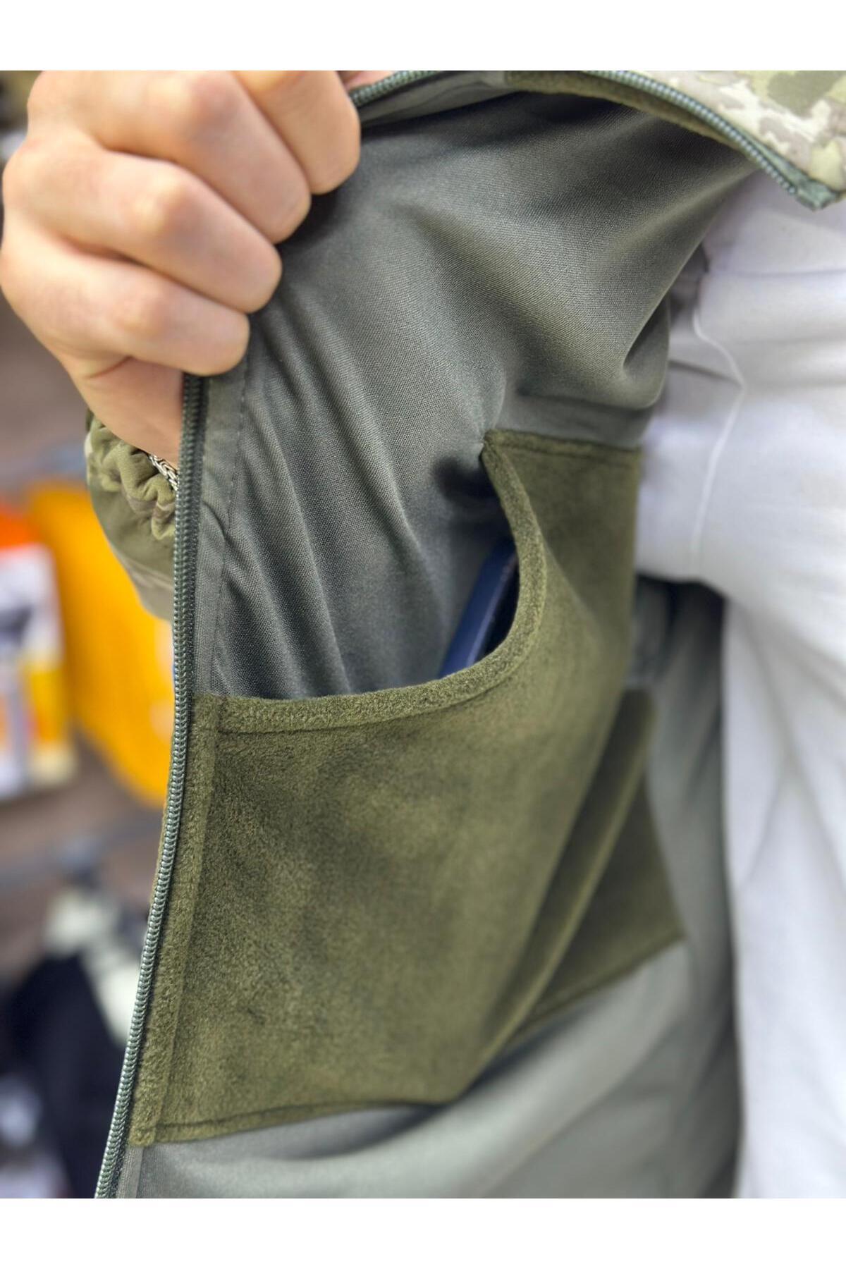 BİKATEX  Bikatex Taktik Dik Yaka Erkek Polar Mont Softshell Polar - Görsel 9