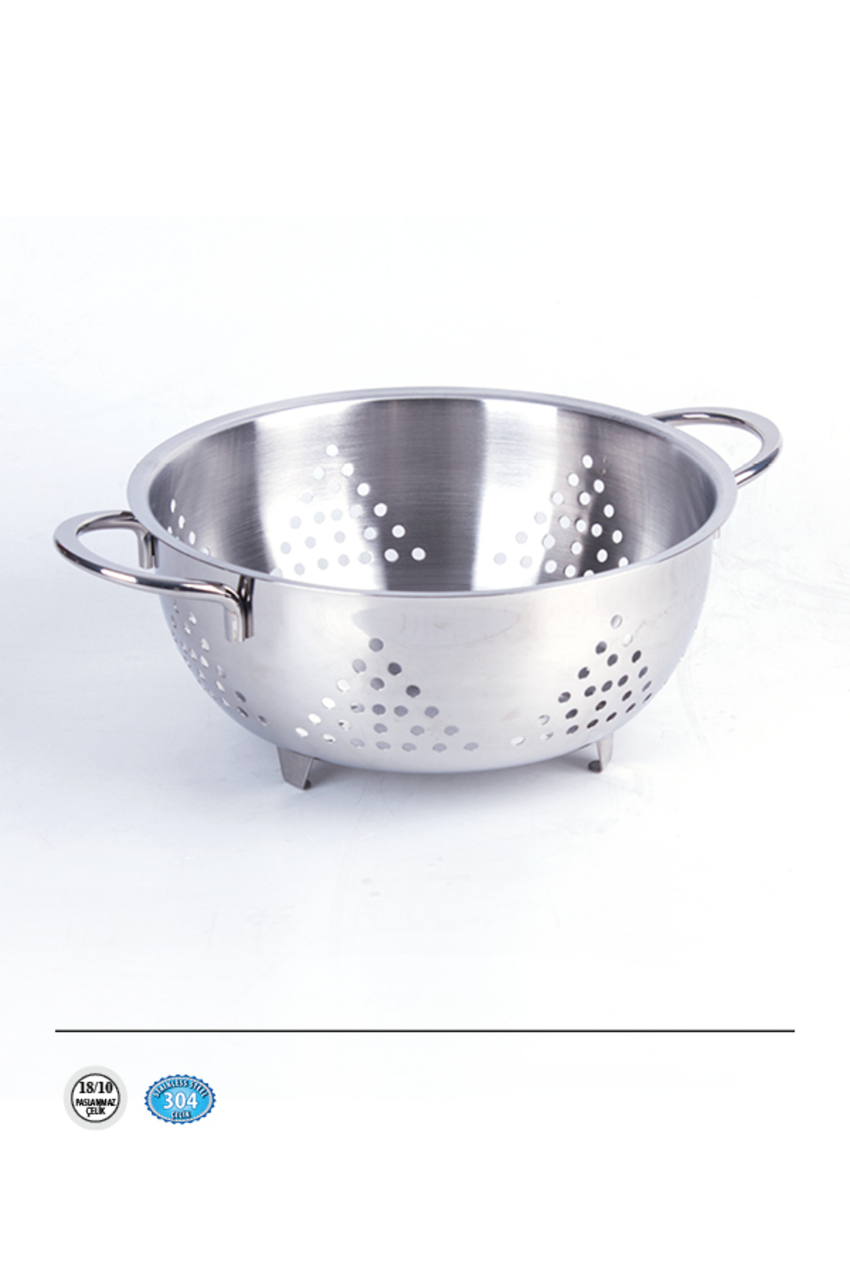 Footed Stainless Steel Strainer 24 cm | Cake-Pasta-Vegetable Strainer| 18/10 Stainless |