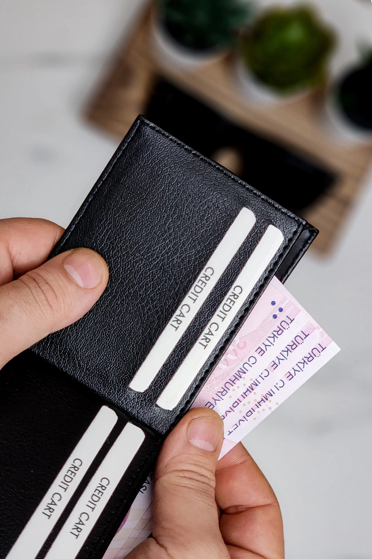 VANİLLA COLLECTİON  Deri Cüzdan isim Basklı-10 Kart-Minimal- Kelebek Model Siyah Cüzdan - Görsel 7