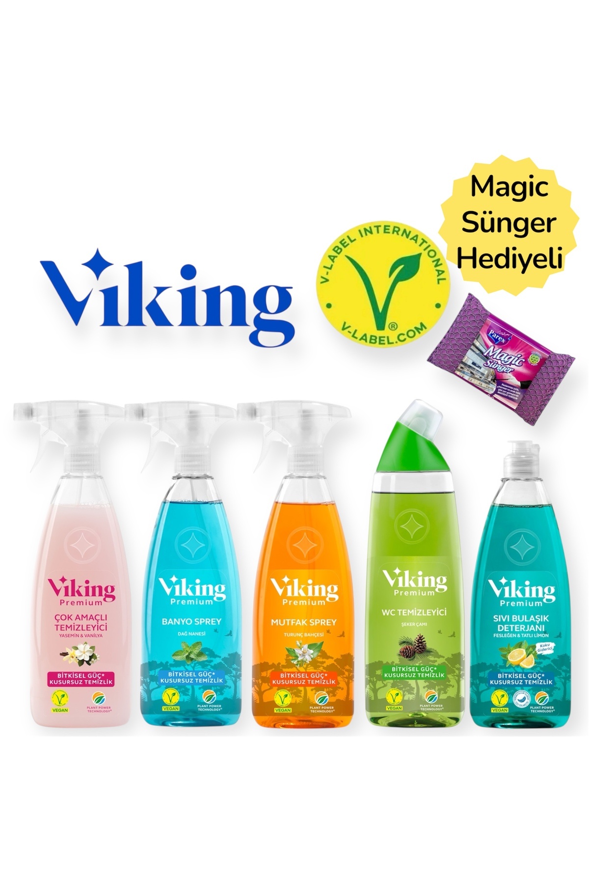 Viking Premium 5'li (mutfak,banyo,çok Amaçlı ,wc Temizleyici bulaşık Deterjanı) + Cep Sabunu Hediyeli