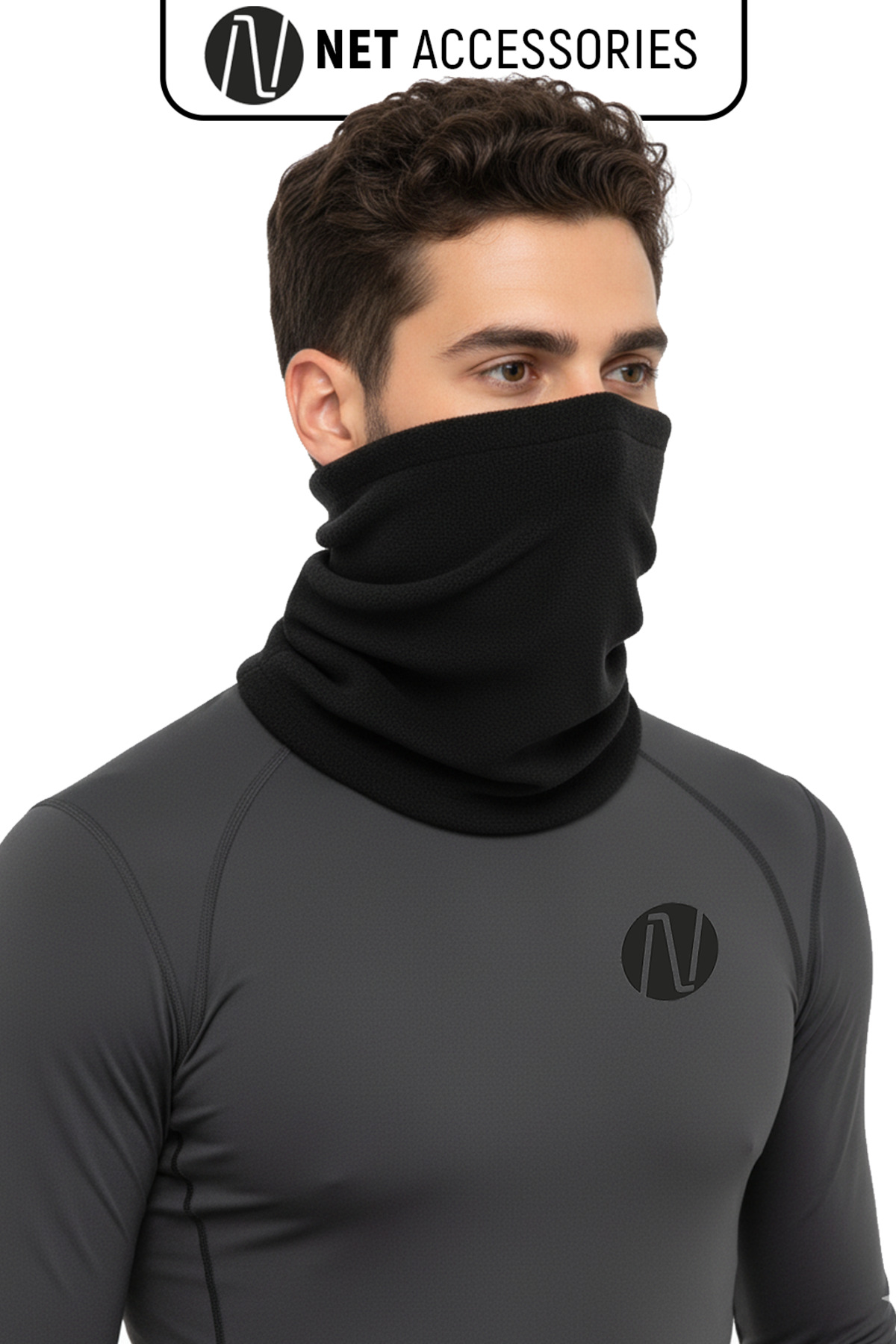 Net Tekstil Siyah Termal Polar Soğuk Geçirmez Boyunluk Unisex Pamuklu Kışlık Ayarlanabilir İpli Bere görsel 3