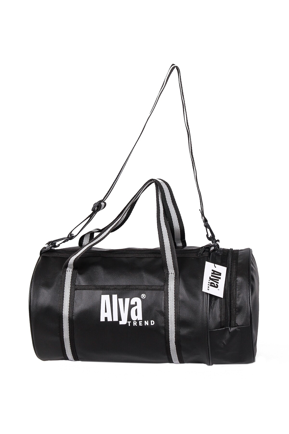 Alya trend Unisex Geniş Hacimli Su Geçirmez Suni Deri Uzun Askılı Seyahat Gym Fitness Silindir Spor Çantası görsel 2