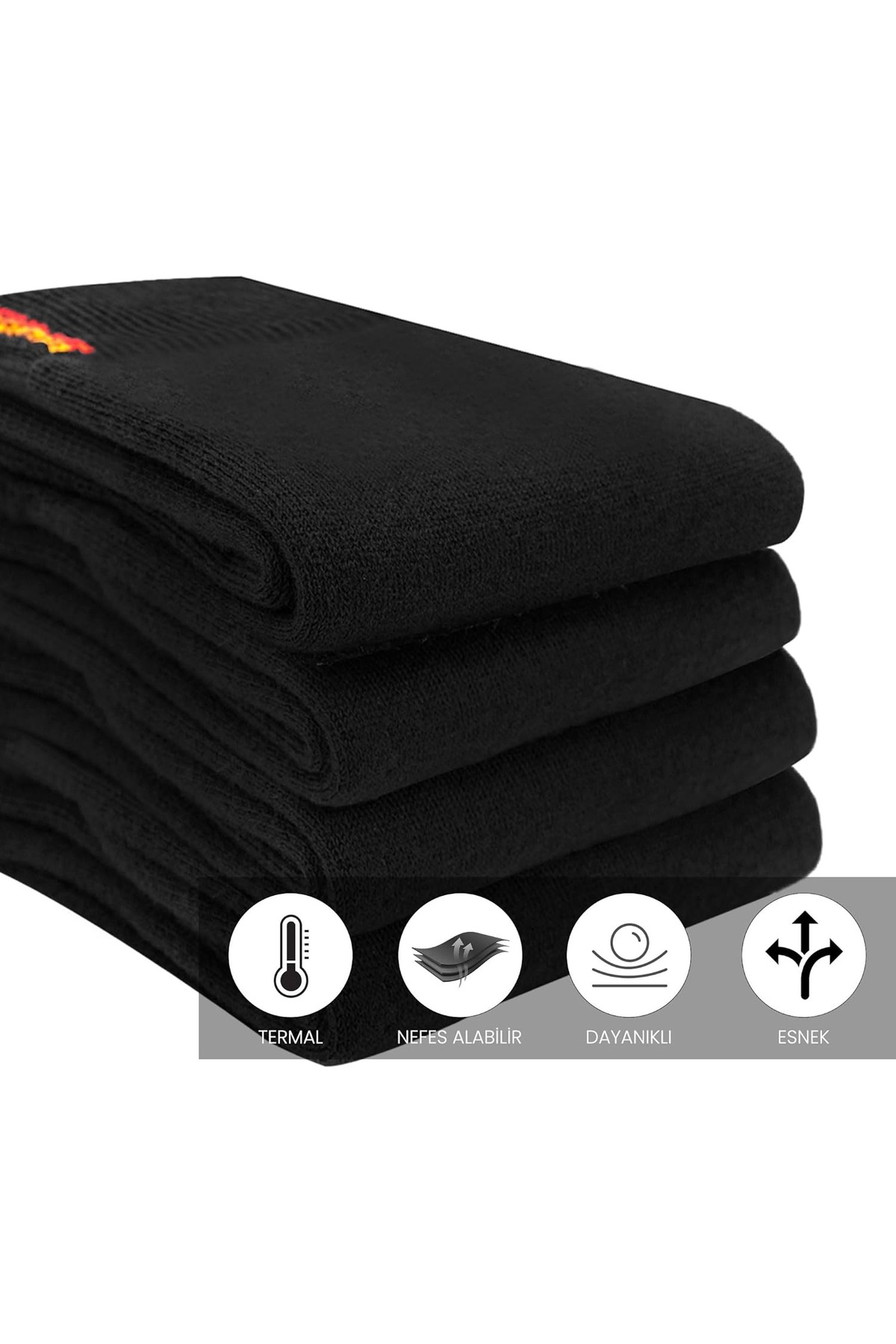peru moda Termal Kışlık Kalın Havlu Çorap 4 Lü Set Siyah Unisex görsel 4