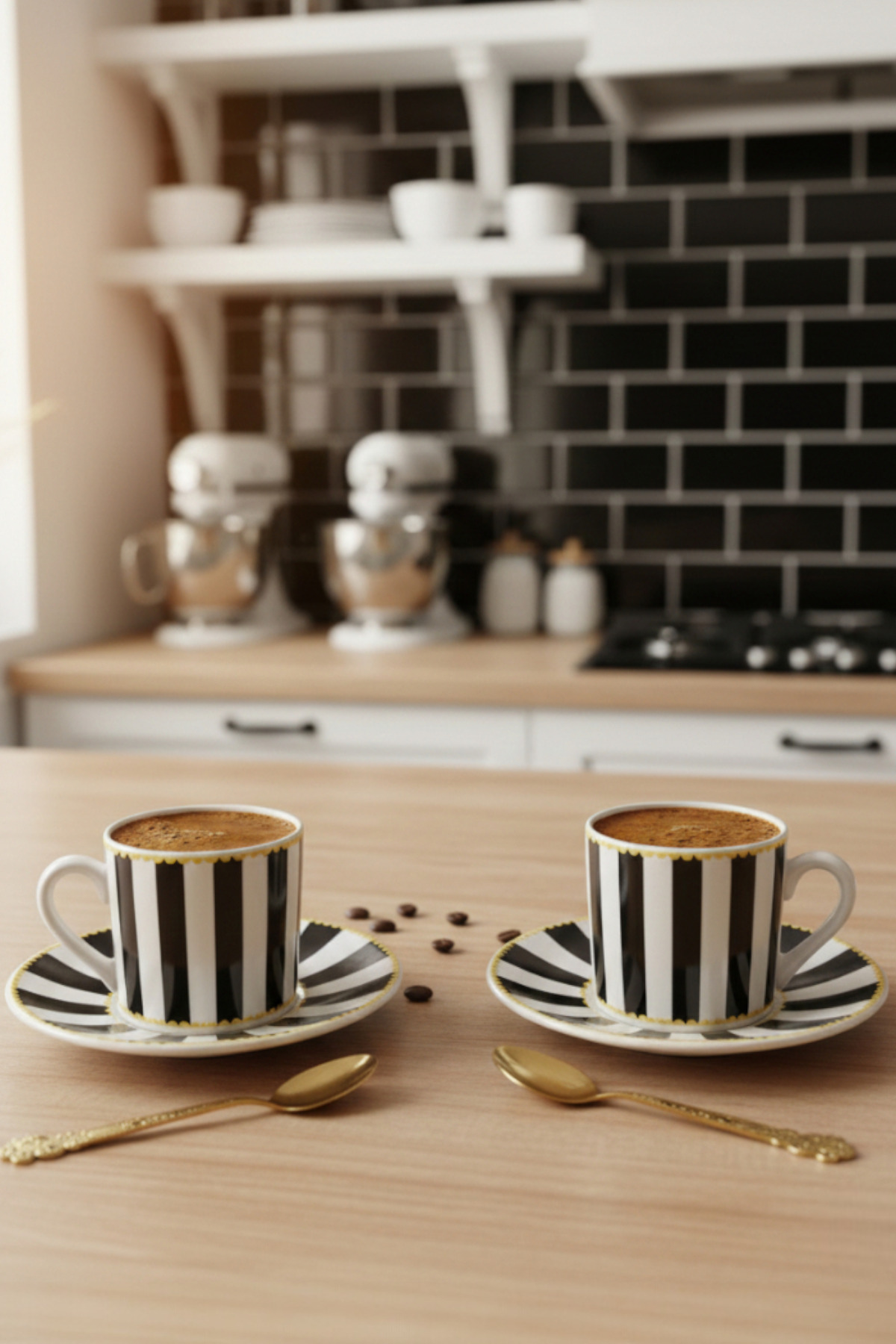 GÜLZE 2 Kişilik (4 Parça) HARMONİ Model Lüks Kahve Fincan Takımı (Özel Tasarım, %100 Porselen)