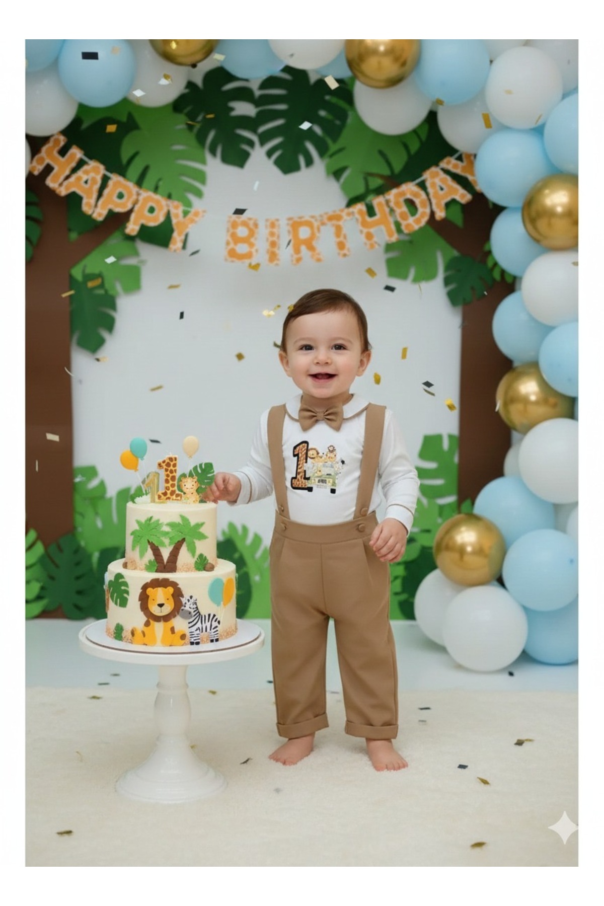 annerüyası 1 YAŞ SAFARİ BASKILI SALOPET TAKIM fotoğrafı 2 (önizleme)