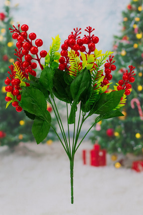 EVZEN E TİCARET YAPAY ÇİÇEK 7 DALLI 9 ÇİÇEKLİ KOKİNA DEMETİ - YILBAŞI ÖZEL