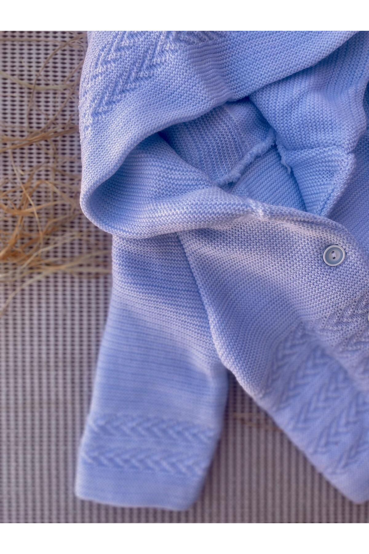 tinitins Kapüşonlu Çift Katlı Triko Kız - Erkek Bebek Hırka fotoğrafı 3 (önizleme)