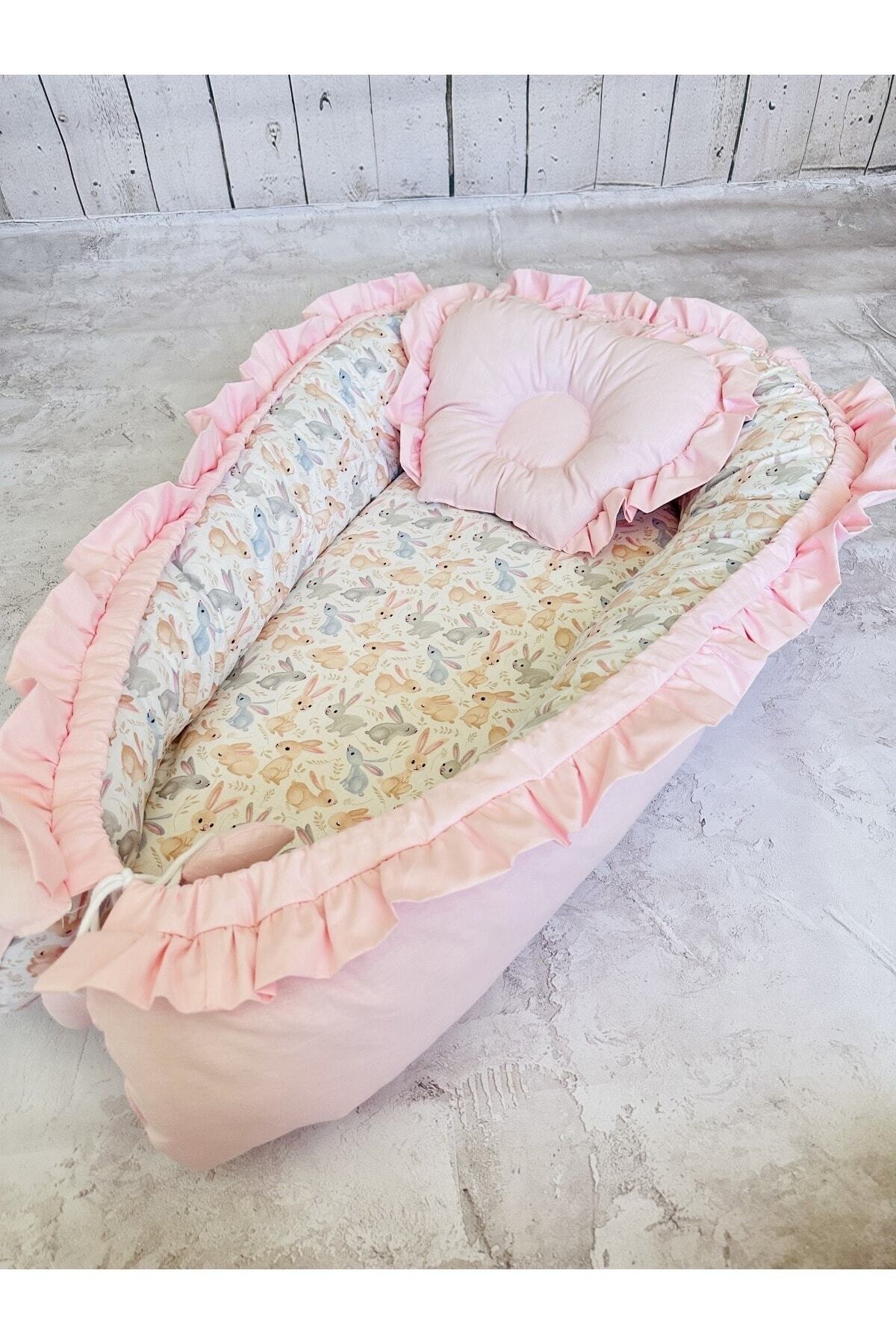 JUNİPERUS Baby Nest Tavşanlar Fırfırlı Ortopedik Çift Taraflı Bebek Yatağı Anne Yanı Bebek Yatağı fotoğrafı 5 (önizleme)