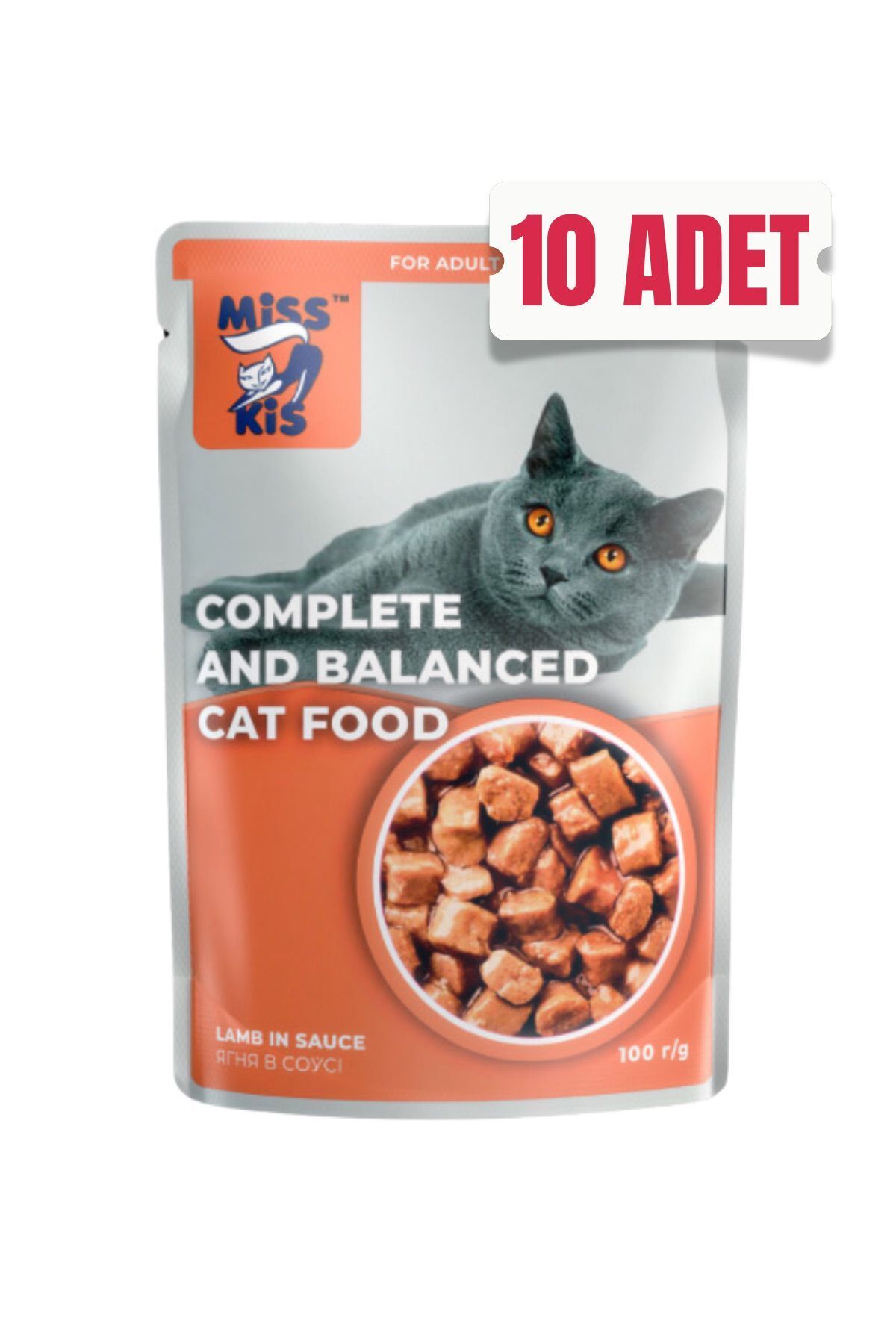 Genel Markalar Miss Kis Premium Pouch Kuzulu Yetişkin Kedi Konservesi 100 gr (10 Adet)