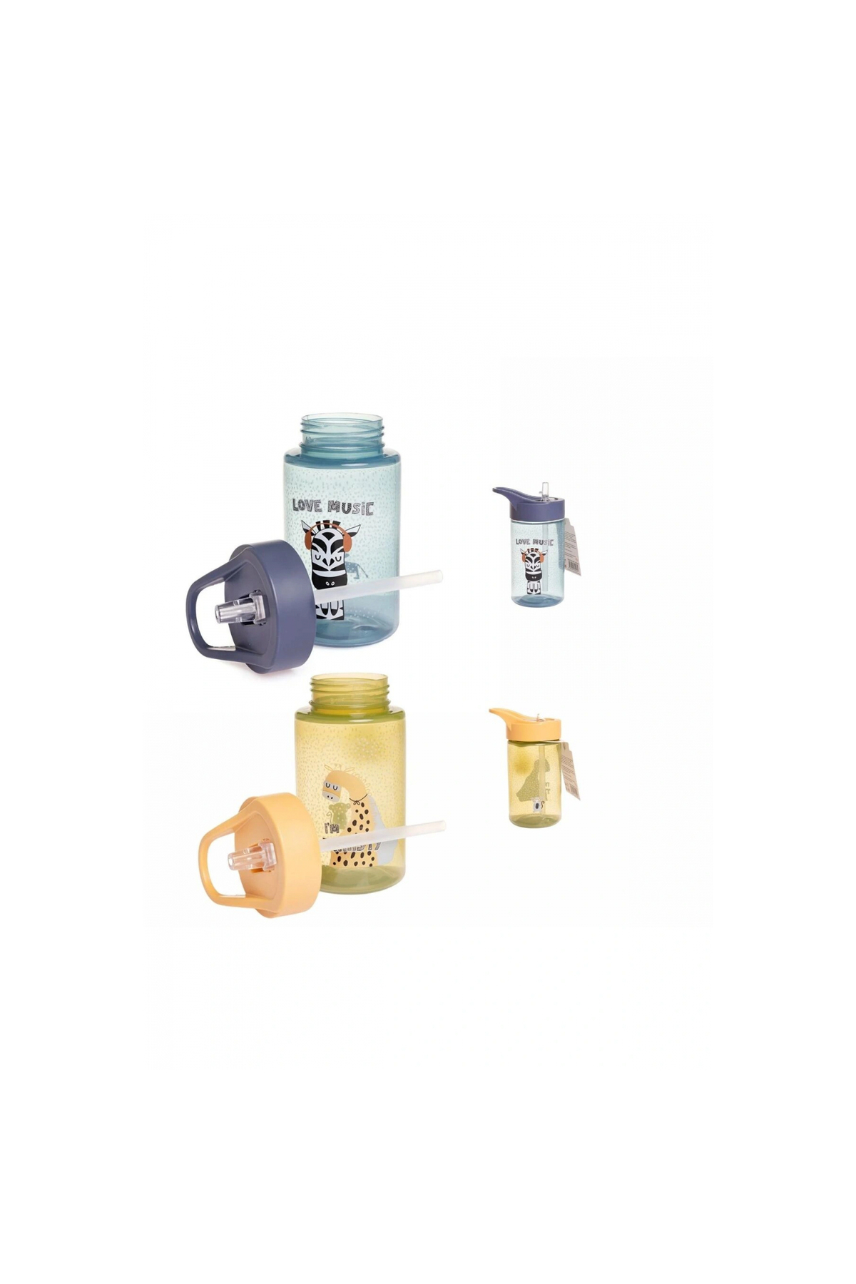 MOISY Pipetli Alıştırma Bardağı/ suluk İkili set Zebra ve Dino Desen fotoğrafı 3 (önizleme)