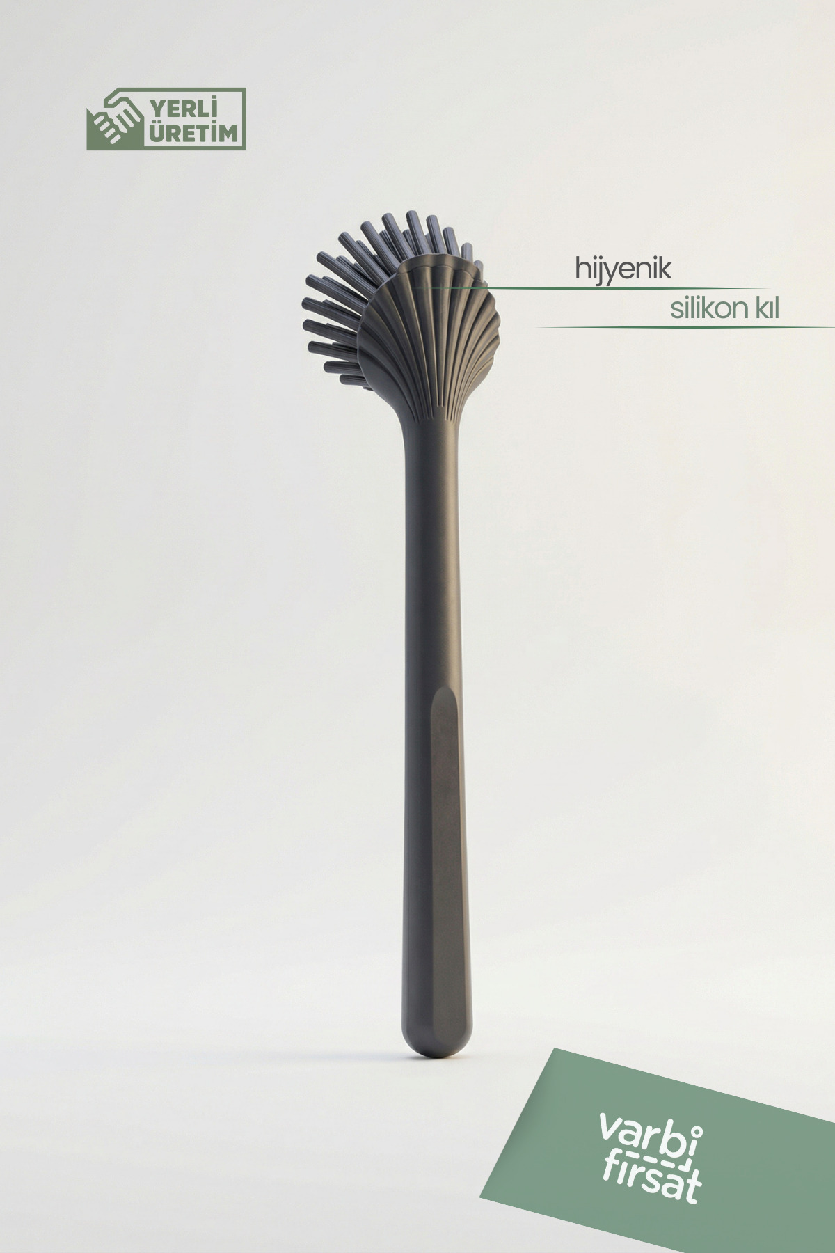 Varbifırsat Silikon Uçlu - Süper Dayanıklı Bulaşık - Lavabo Fırçası - Antrasit