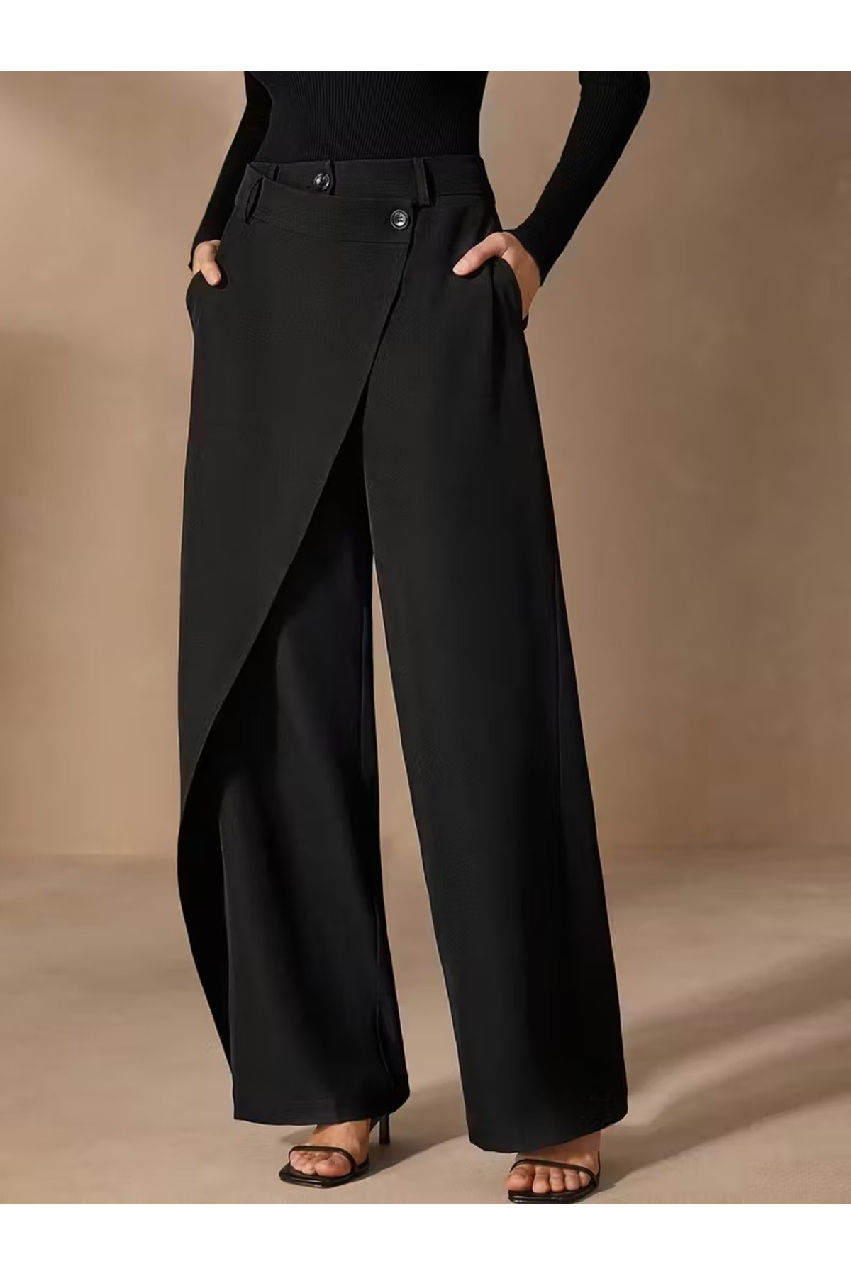 Etos  Kadın Trend Model Asimetrik özel Tasarım Yuksek Bel Palazzo Pantolon - Görsel 4