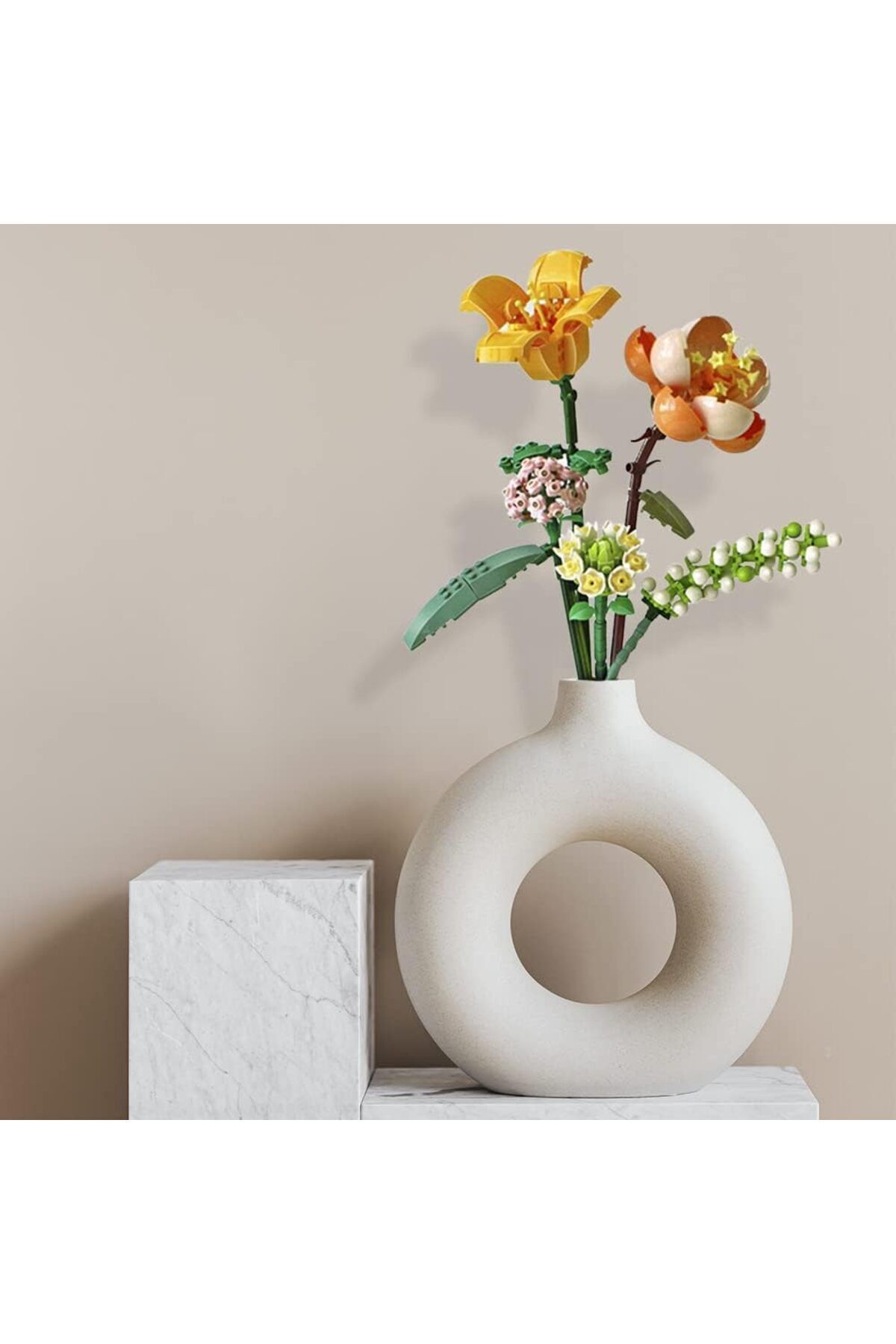 مجموعه ساختنی Sunman1658 گل‌های جاودانه: دسته‌گل پرتقالی ۴۵۶ تکه (قطعات مینیاتوری)