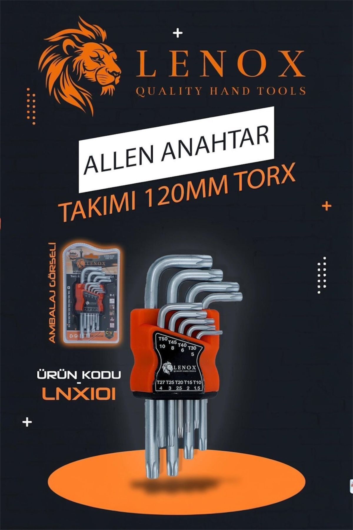 Lenox Tools Alyan Anahtar Takımı Allen Seti9 Parça Tork(Yıldız) Uç