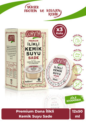 Gurvita İlikli Kemik Suyu Sade 50 ML 12 Adet