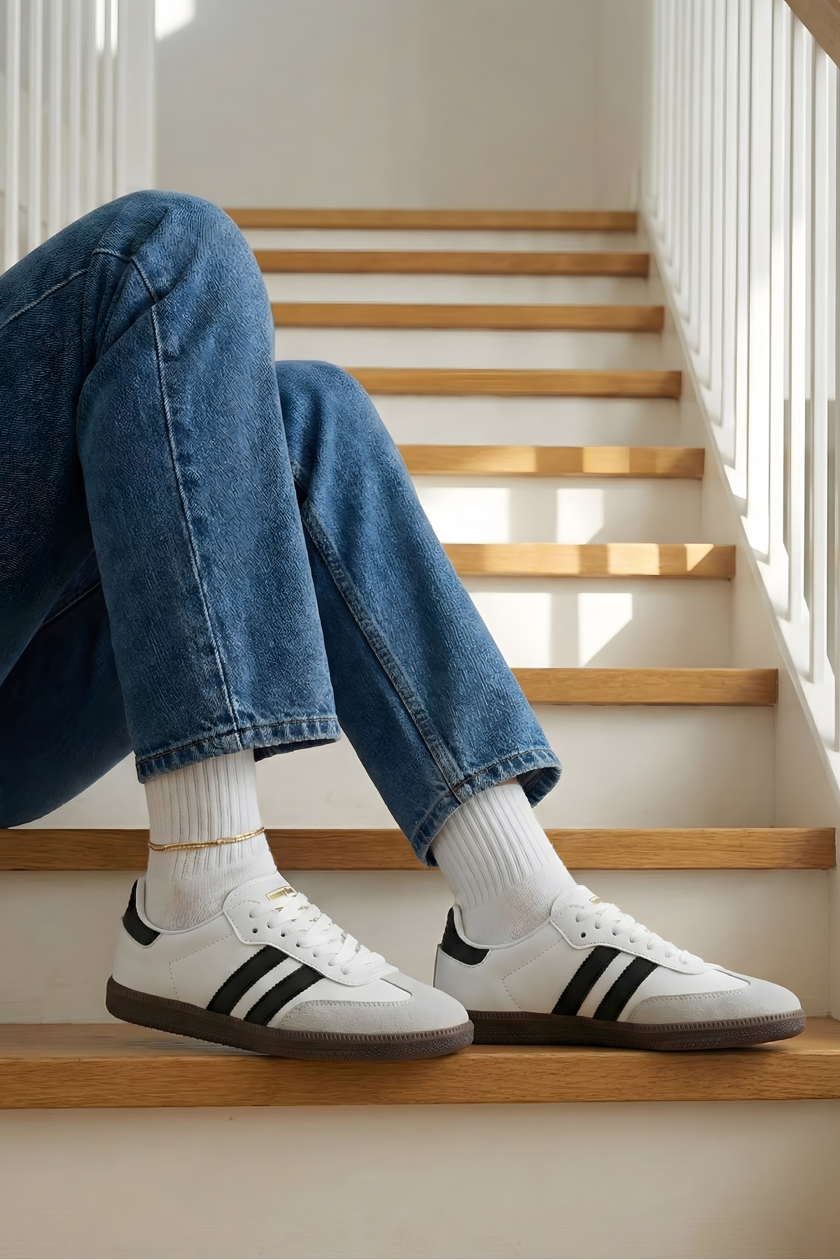 N MODA  Unisex Beyaz Siyah Termo Taban Yanı Şeritli Bağcıklı Spor Ayakkabı Sneaker - Görsel 8