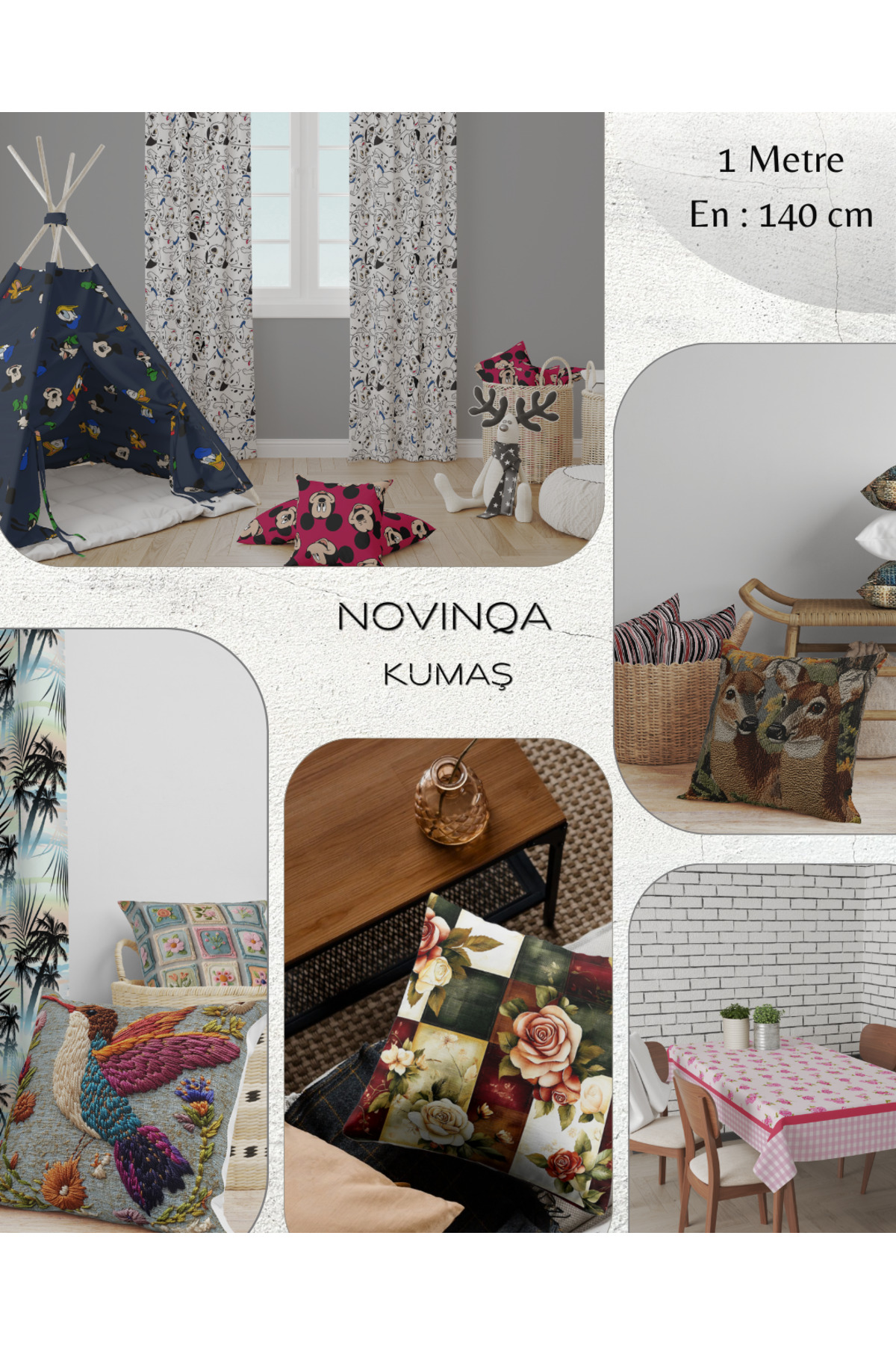 Novinqa Kitaplar & Kediler Desenli Dijital Baskılı Kumaş fotoğrafı 2 (önizleme)