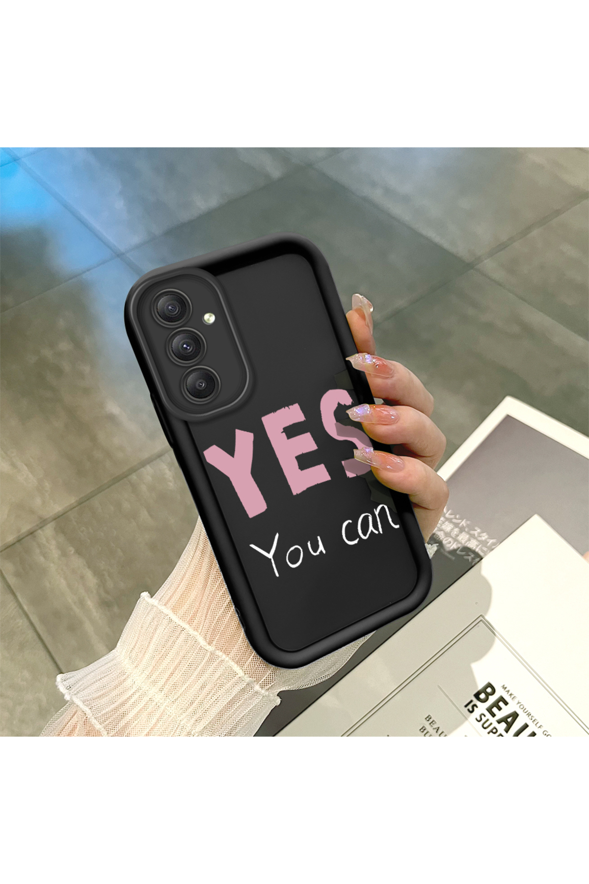 Black Silicone Fun Pattern Shock Absorber Phone Case for Samsung Galaxy A34 5G