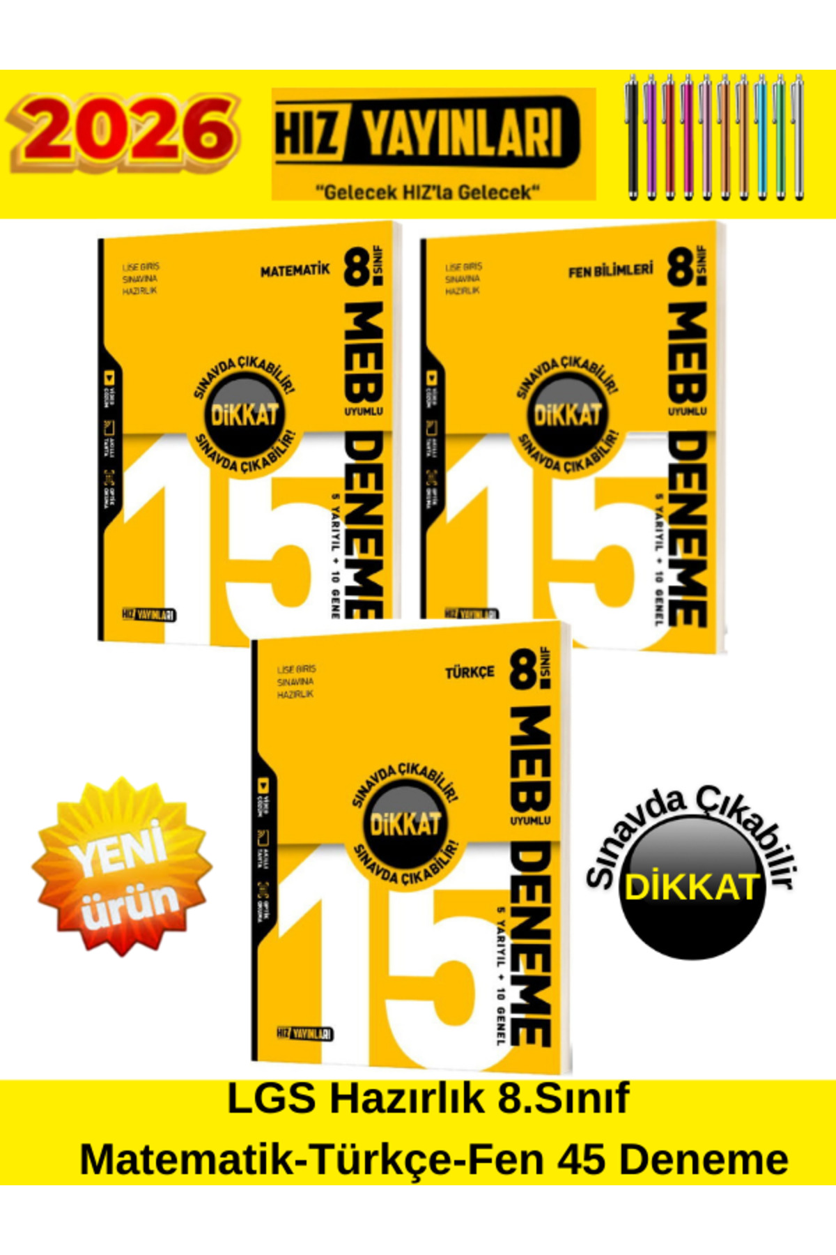Hız ve Renk Yayınları Hız Yayınları 8.Sınıf (M-T-F)3 Kitap %100
