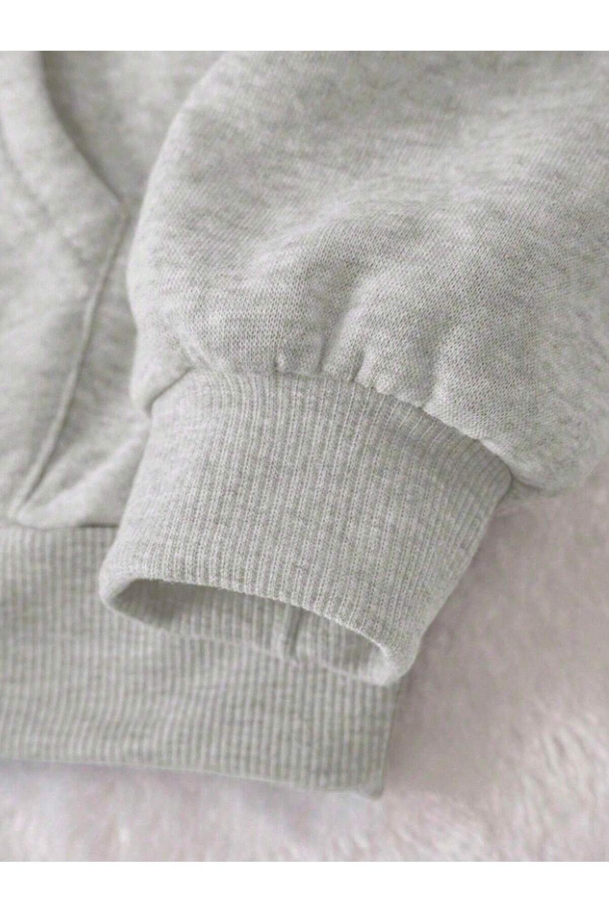 LORVANIY  Star 3 IPlik Baskılı Oversize Kapüşonlu Hoodie Unisex 3 İplik Şardonlu Pamuklu - Görsel 4